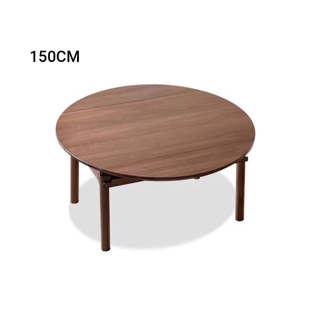 Seattle Natural Solid Walnut Round Extendable Dining Table