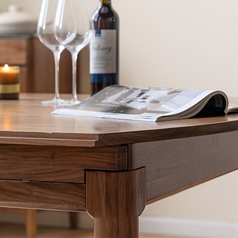 Seattle Natural Solid Walnut Round Extendable Dining Table