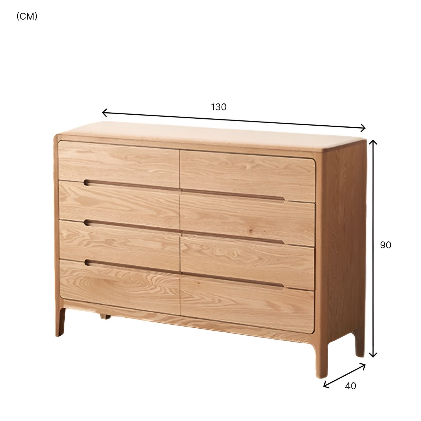 Seattle Natural Solid Oak Chest of 8 Drawers