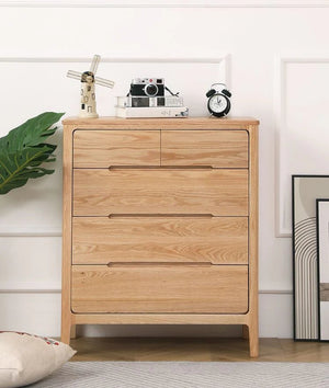 Seattle Solid Oak Bed Frame and 2+3 Chest of Drawers Package - Oak Furniture Store