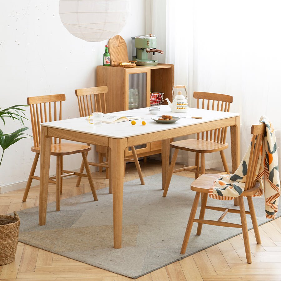 Seattle Solid Oak Dining Table with Ceramic Top | Oak Furniture Store