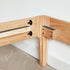 Detail of solid oak construction on Seattle platform bed frame