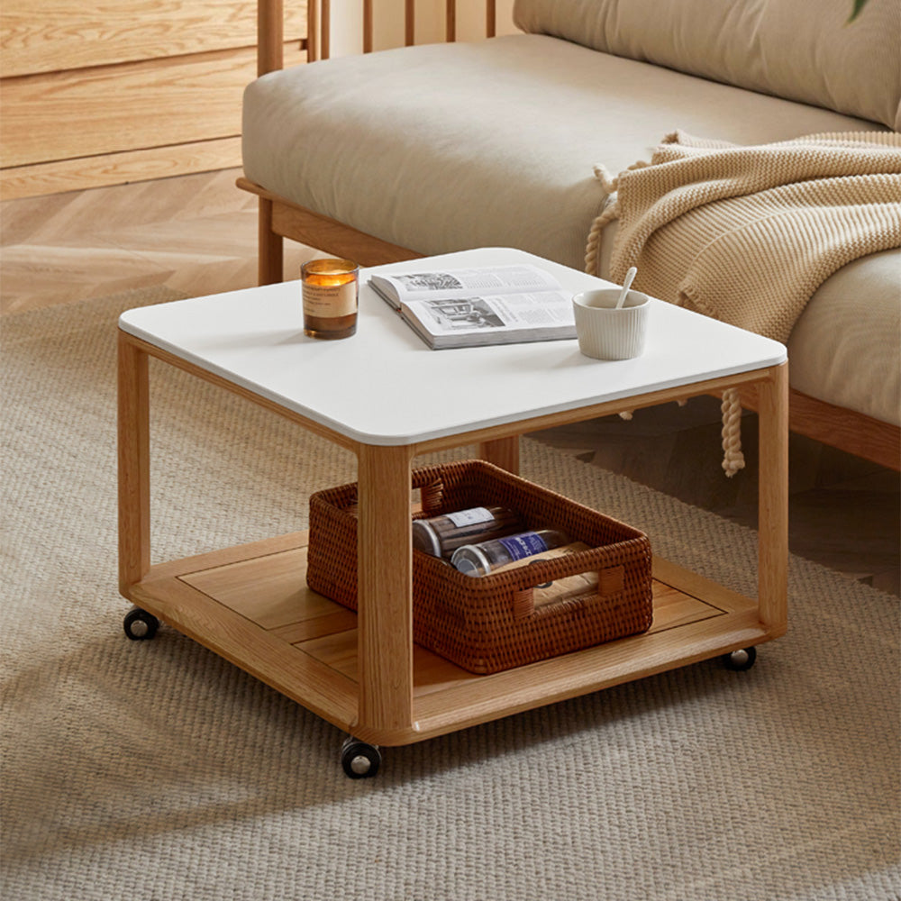 Serrada Natural Solid Oak Movable Coffee Table