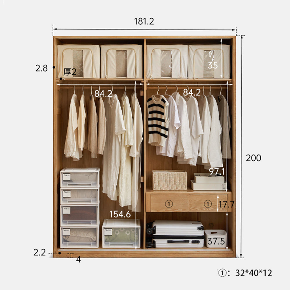 Siena Solid Ash Sliding Door Large Wardrobe