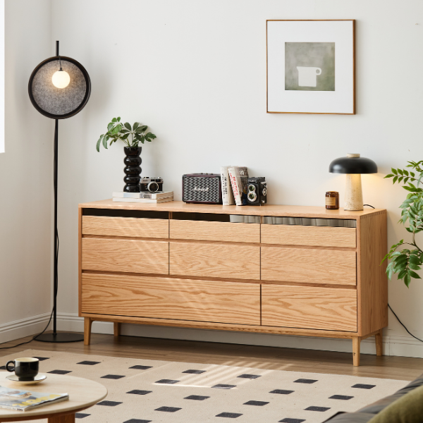 Siliqua Natural Solid Oak Chest of 8 Drawers