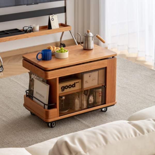 Siliqua Solid Cherry Height Adjustable Side Table