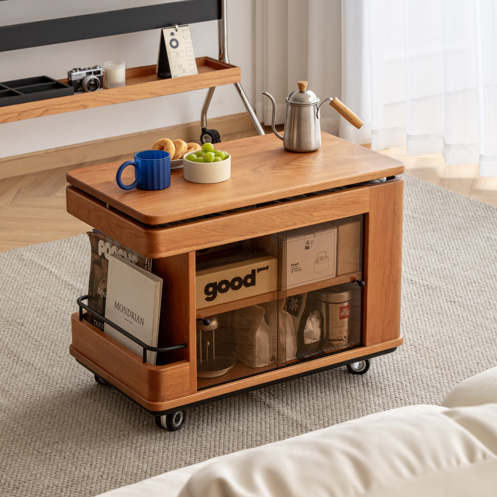 Siliqua Solid Cherry Height Adjustable Side Table
