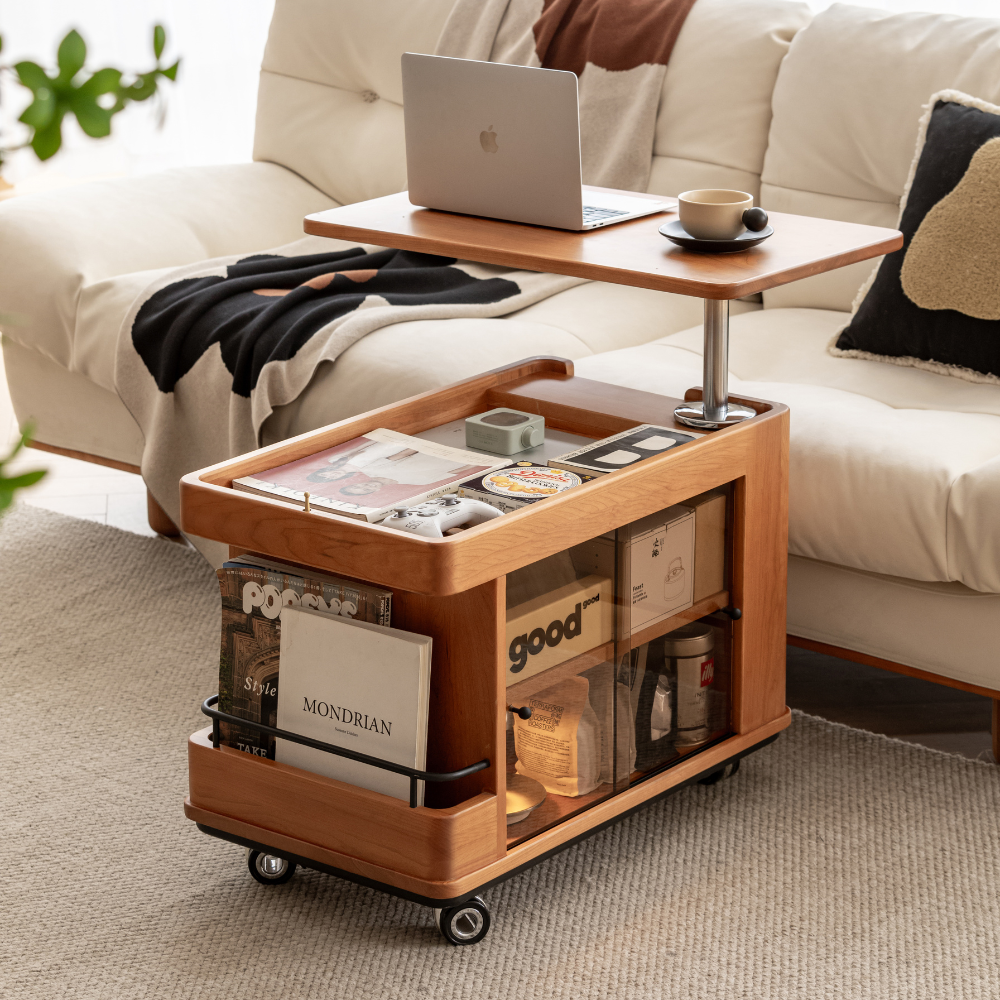 Siliqua Solid Cherry Height Adjustable Side Table