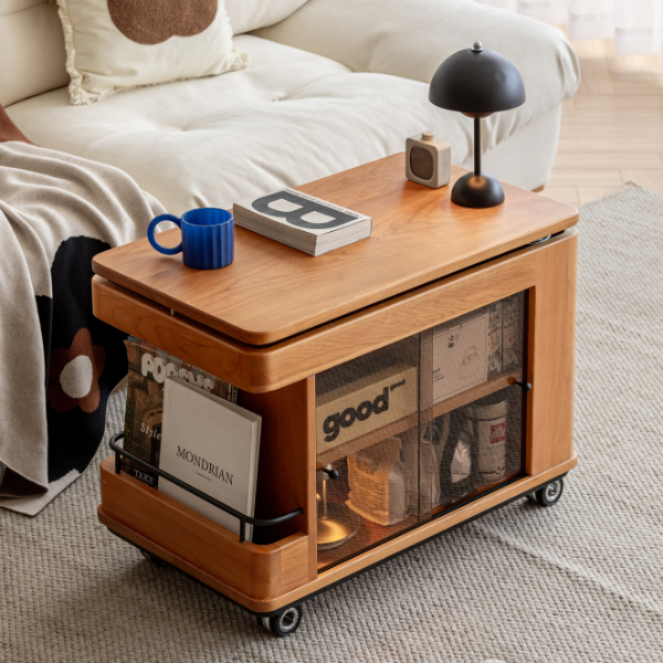 Siliqua Solid Cherry Height Adjustable Side Table