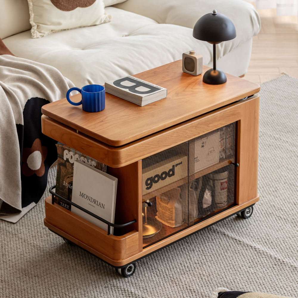Siliqua Solid Cherry Height Adjustable Side Table