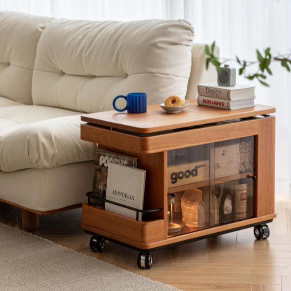 Siliqua Solid Cherry Height Adjustable Side Table