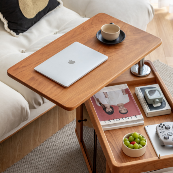 Siliqua Solid Cherry Height Adjustable Side Table