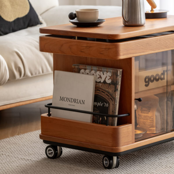 Siliqua Solid Cherry Height Adjustable Side Table