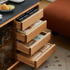 Siliqua Solid Cherry Movable Side Table with Ceramic Top