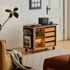 Siliqua Solid Cherry Movable Side Table with Ceramic Top