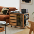 Siliqua Solid Cherry Movable Side Table with Ceramic Top