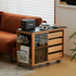Siliqua Solid Cherry Movable Side Table with Ceramic Top