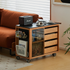 Siliqua Solid Cherry Movable Side Table with Ceramic Top