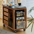Siliqua Solid Cherry Movable Side Table with Ceramic Top