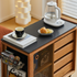 Siliqua Solid Cherry Movable Side Table with Ceramic Top