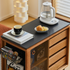 Siliqua Solid Cherry Movable Side Table with Ceramic Top