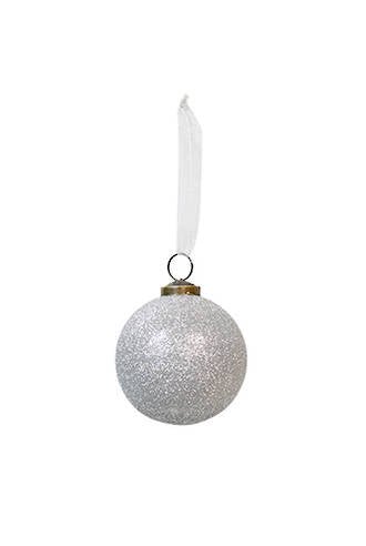 Silver Glitter Bauble FXHB484 - Oak Furniture Store