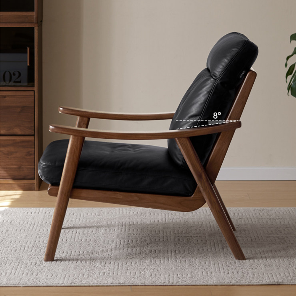 Simancas Natural Solid Walnut Genuine Leather Armchair