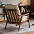 Simancas Natural Solid Walnut Genuine Leather Armchair