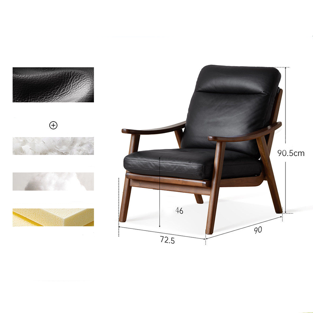 Simancas Natural Solid Walnut Genuine Leather Armchair
