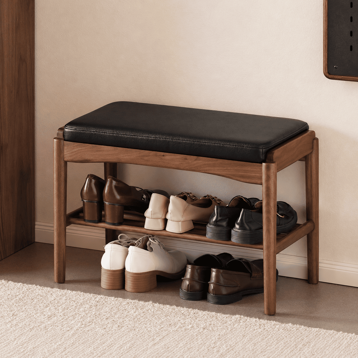 Simancas Natural Solid Walnut Shoe Bench