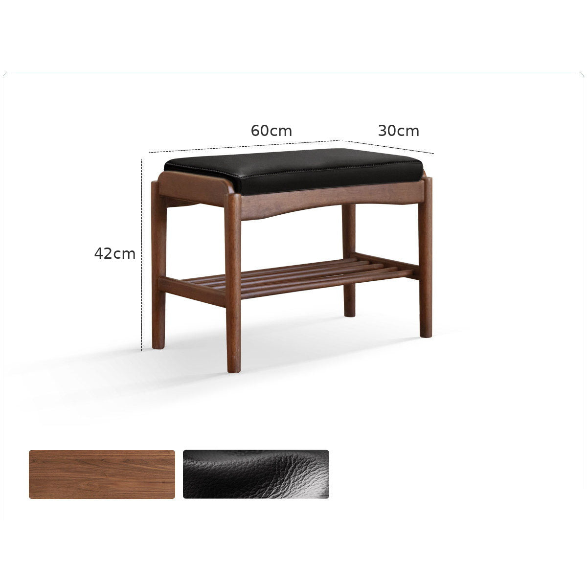 Simancas Natural Solid Walnut Shoe Bench