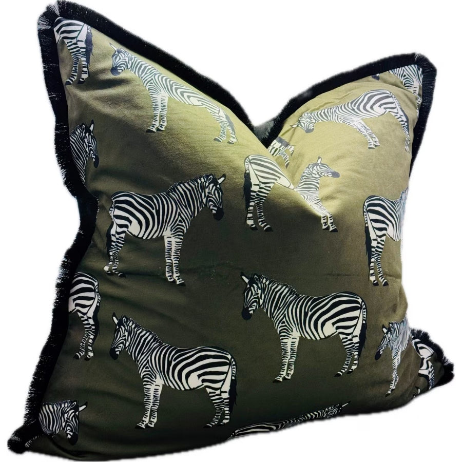 Snugg & Co. Cushion Cover - Zebra Print Cushion Cover - Green Velvet RCO4005
