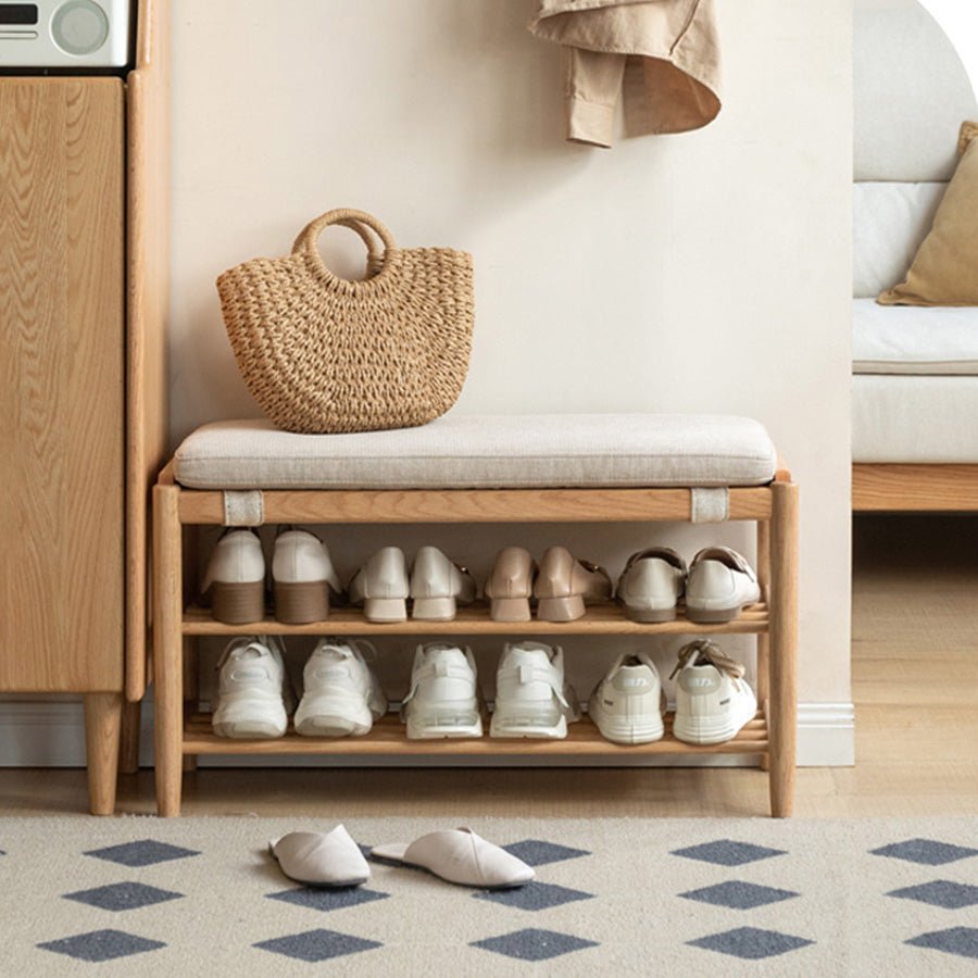 Solna Natural Solid Oak Shoe Bench | Oak Furniture Store