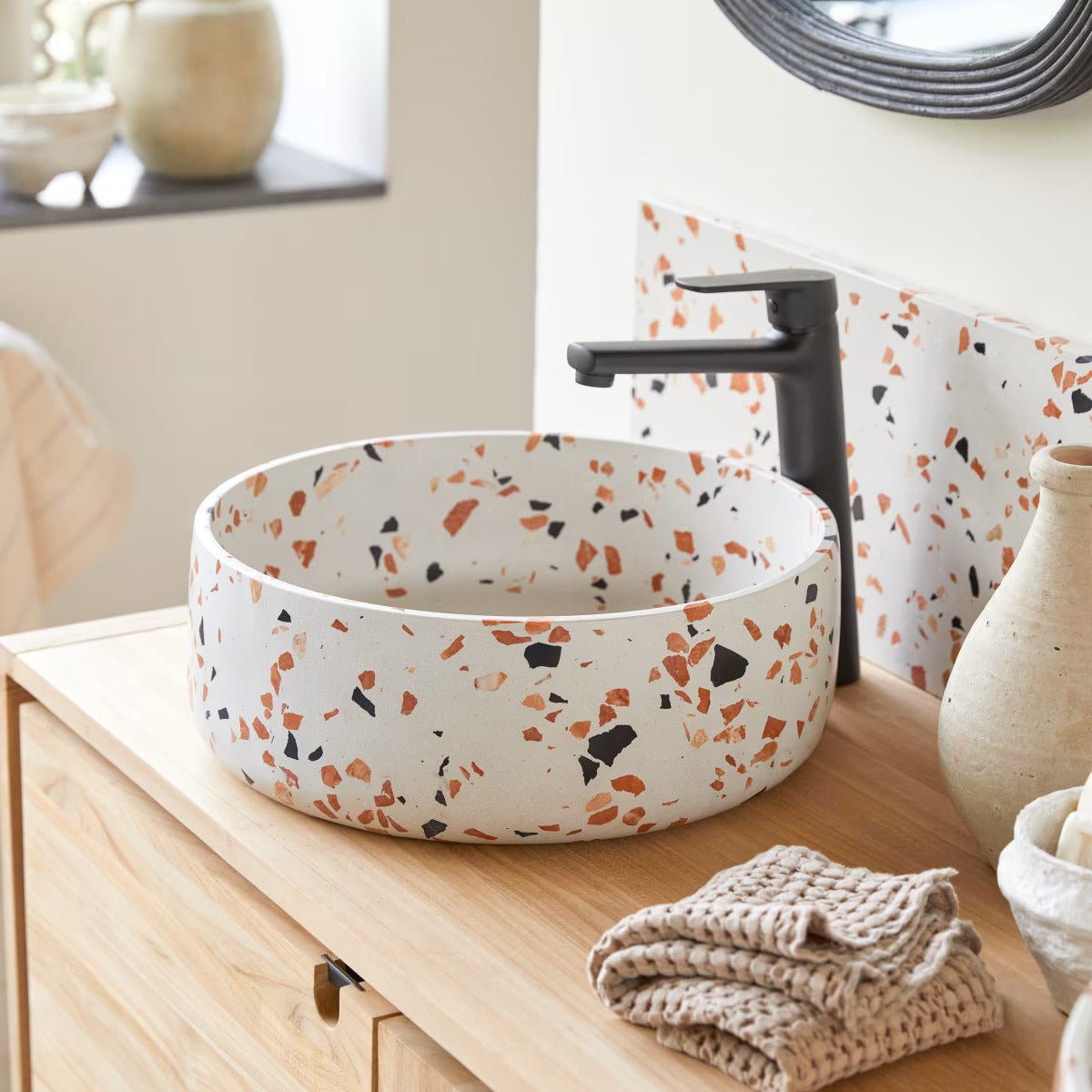 Soria Round Premium Terrazzo Basin - Oak Furniture Store