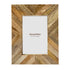 Sunburst mango wood photo frame with geometric wood grain pattern for 5 x 7 inch photos
