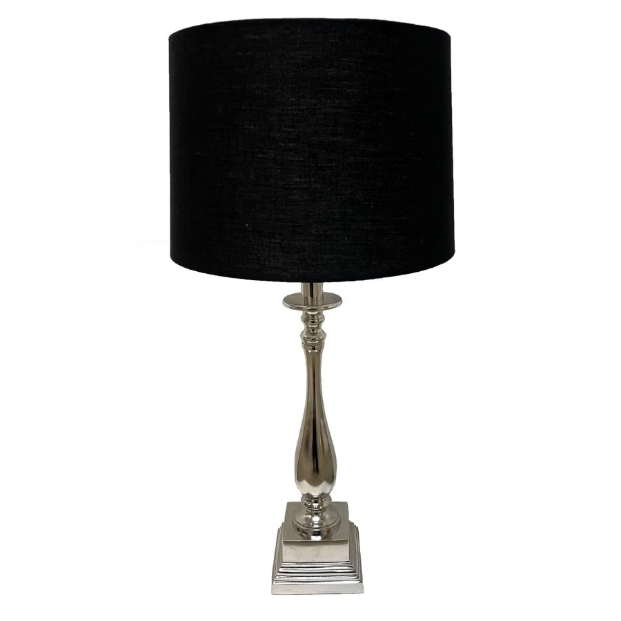 Table Lamp - Aluminium/Nickel Finish / Sh- Balck Linen RGA2049