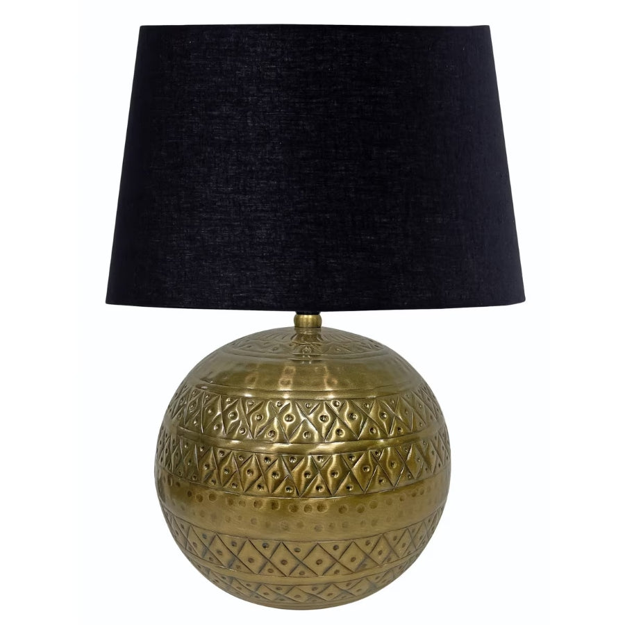 Table Lamp & Shade - Antique Brass / Black Cotton RGA2040