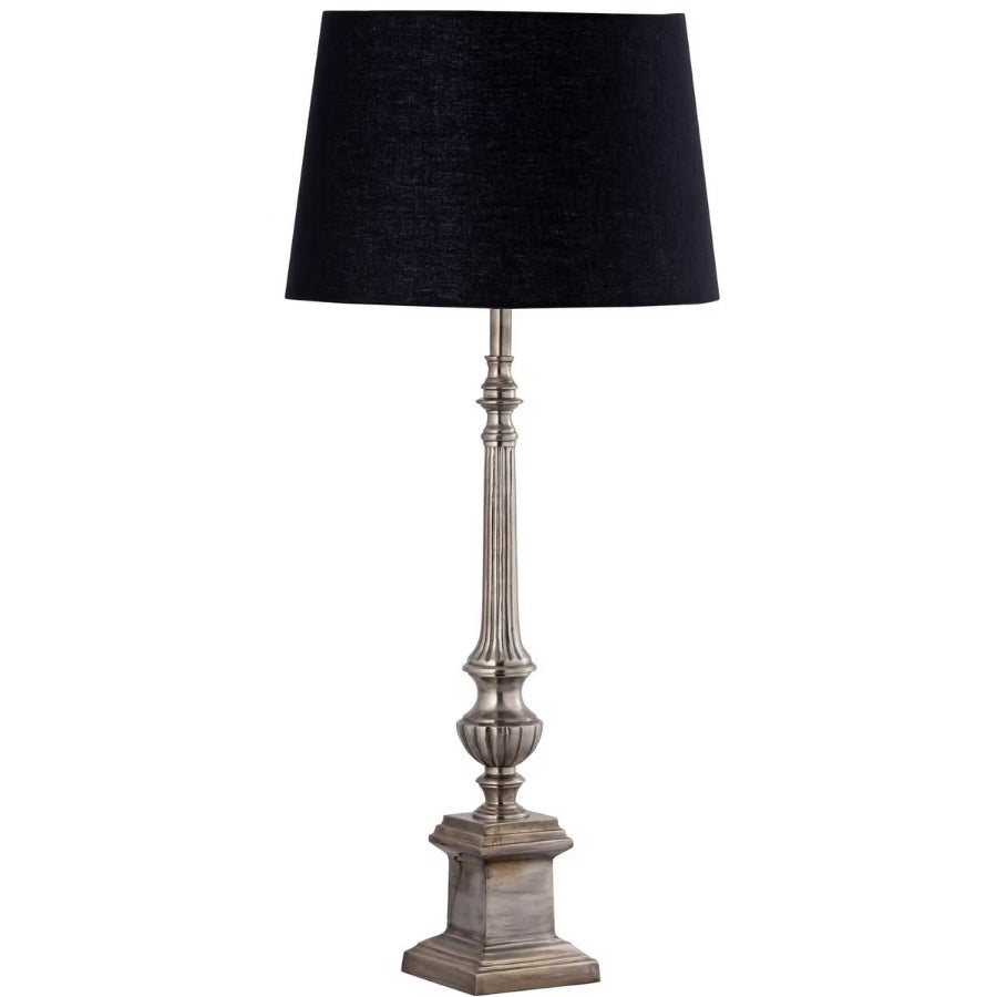 Table Lamp & Shade - Silver Antique / Black Cotton RGA2023