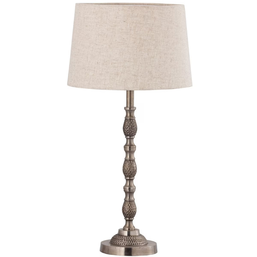 Table Lamp & Shade - Silver Antique / Natural Linen RGA2021