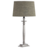 Bronze table lamp with South linen shade and tapered base for elegant home décor lighting