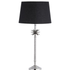 Nickel table lamp with black linen shade and pineapple detail for decorative accent lighting