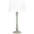 Table Lamp with Shade in light green wash finish and white linen shade for classic bedside or living room lighting