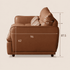 Tacoma leather sofa side dimension guide with 96 cm depth and 87.5 cm overall height