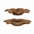 Set of two carved teak wood platters with wavy petal-shaped rims
