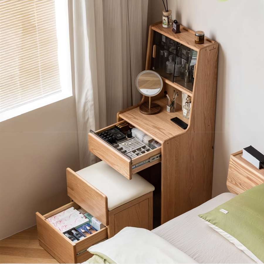 Tineo Natural Solid Oak Small Dressing Table Set