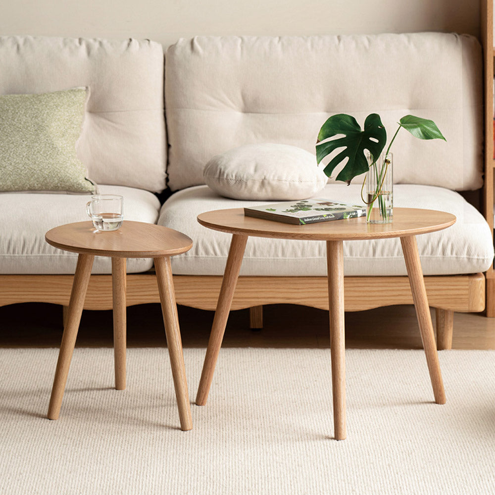 Toffia Natural Solid Oak Coffee Table Set