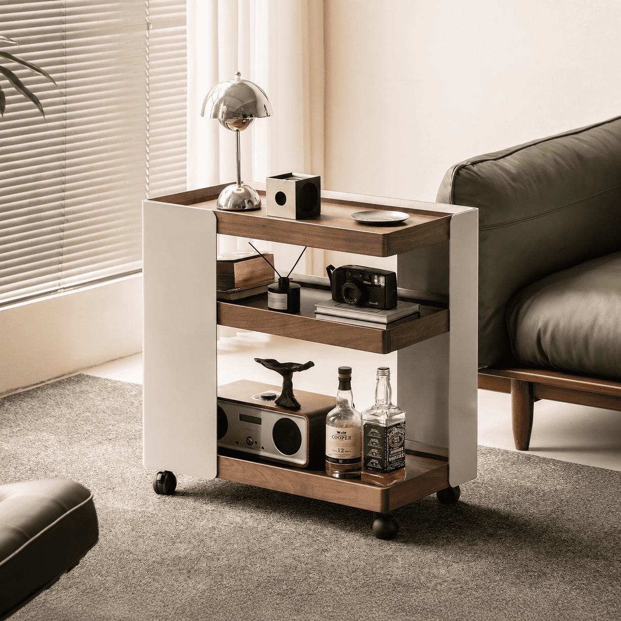 Toledo Natural Solid Walnut Movable Side Table