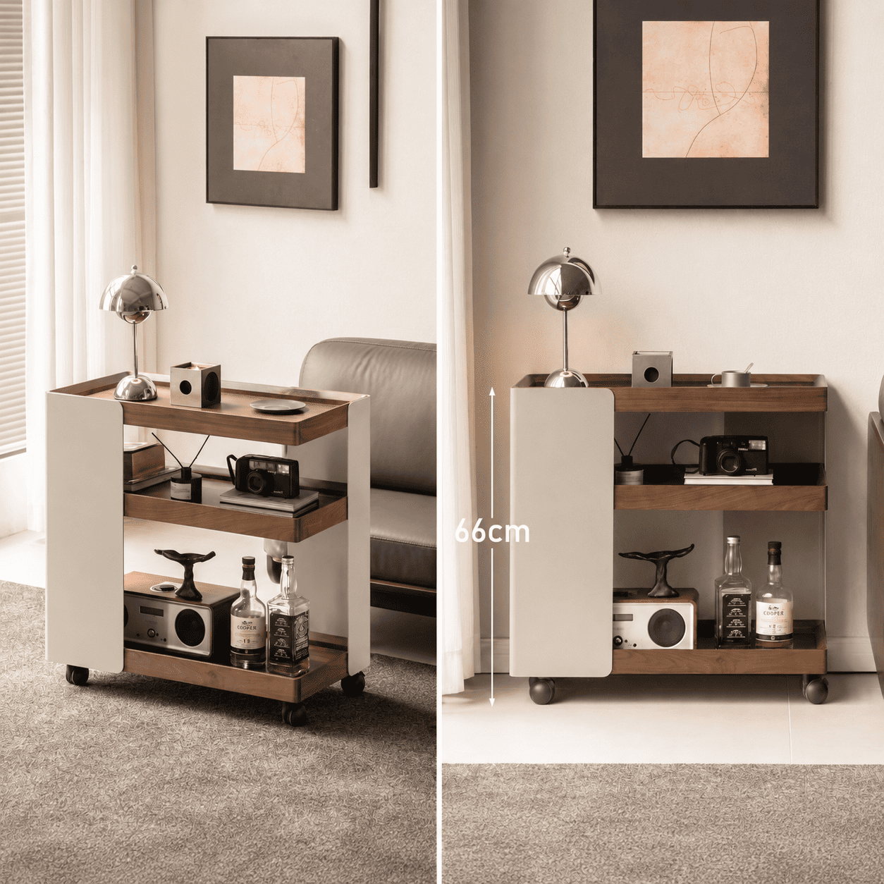Toledo Natural Solid Walnut Movable Side Table