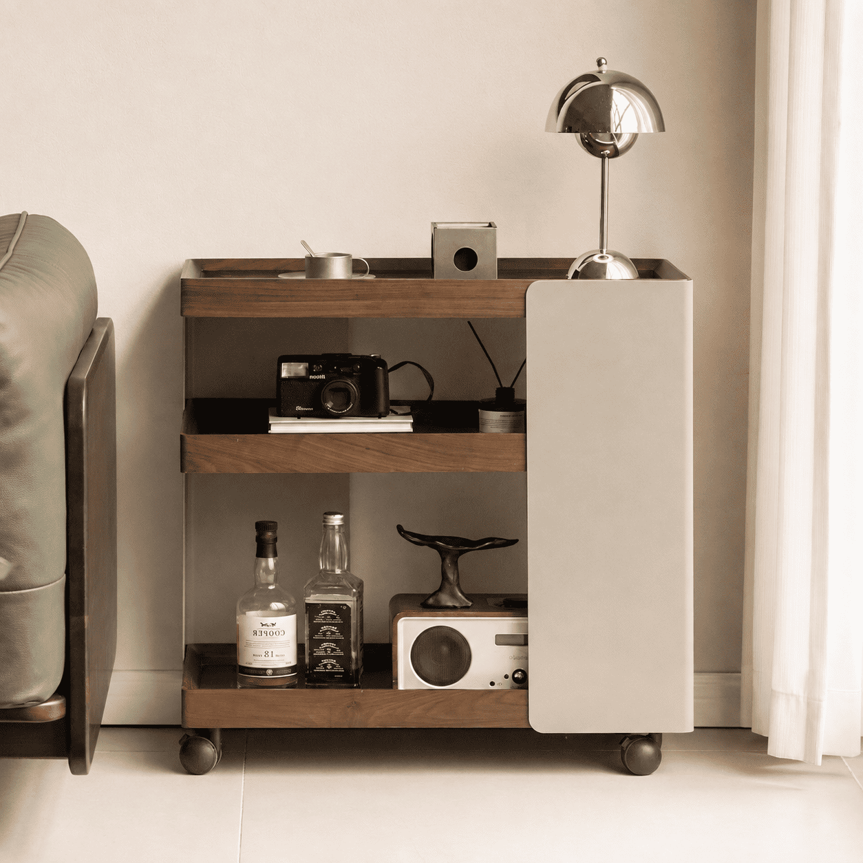 Toledo Natural Solid Walnut Movable Side Table