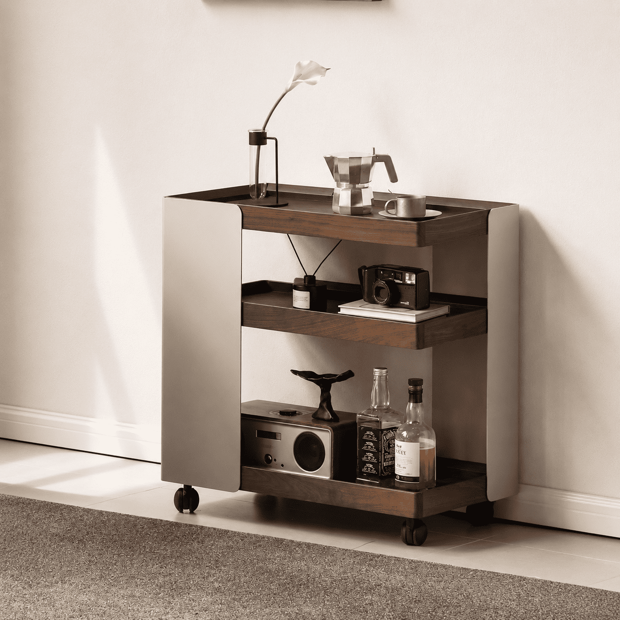 Toledo Natural Solid Walnut Movable Side Table